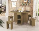 Ver imagem 2 de Mesa Dobrável Aparador Multifuncional -acompanha Bancos Jade: Amendoa