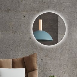 Espelho Decorativo Redondo Para Banheiro Sala Com LED - 50cm - 1 Espelho Decorativo Redondo Para Banheiro Sala Com LED - 50cm - 1