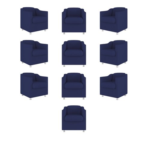 Kit 10 Poltronas Decorativa Tilla Consultório Recepção Suede Cor:azul Marinho