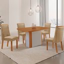 Ver imagem 1 de Mesa de Jantar Isadora 120cm Tampo MDF Laminado Canto Copo com 4 Cadeiras Yasmin