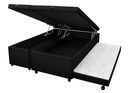 Ver imagem 1 de Cama Box Baú Bipartido Casal com Auxiliar Suede Preto