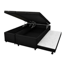 Ver imagem 1 de Cama Box Baú Bipartido Casal com Auxiliar Suede Preto