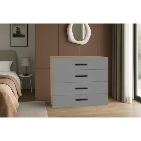 Cômoda Casal Valência C/ 4 Gavetas Freijo/cinza - Politorno