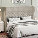 Ver imagem 2 de Kit Cabeceira Cama Box Queen 160 Cm Madrid com Puff Recamier Santorini Bouclê Creme - Lyam Decor