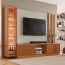 Ver imagem 1 de Rack com Painel com Cristaleira para TV até 75 Polegadas Ripado com LED 100% MDF 190,5CMX220CM Valência