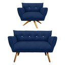 Ver imagem 1 de Kit 1 Namoradeira e 1 Poltrona Giratória Anitta Azul Marinho