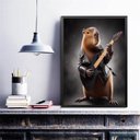 Ver imagem 1 de Quadro Decorativo Capivara do Rock 45x34cm:madeira Preta