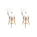 Ver imagem 1 de Kit 2 Banquetas Bar Cobre Bancada Média Altura 65cm Giratória Encosto Estofado Assento Grosso Branco