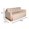 Sofá Cama 2 Lugares Casal, Retrátil e Reclinável 1,40M de Largura, Linhares Bege, Rica Compact - 2