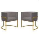 Ver imagem 1 de Kit 2 Poltronas Decorativa Nayara Base Ferro Dourado Twdecora Suede