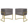 Kit 2 Poltronas Decorativa Nayara Base Ferro Dourado Twdecora Suede - 1
