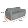 Sofá Cama 2 Lugares Casal, Retrátil e Reclinável 1,40M de Largura, Linhares Cinza, Max Compact - 3