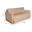 Ver imagem 3 de Sofá Cama 2 Lugares Casal, Retrátil e Reclinável 1,40M de Largura, Linho Bege, Rica Compact