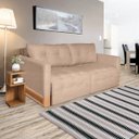 Ver imagem 5 de Sofá Cama 2 Lugares Casal, Retrátil e Reclinável 1,40M de Largura, Linho Bege, Rica Compact