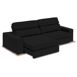 Sofá Londres Retrátil e Reclinável 2 Módulos Premium Veludo Preto 2,30m - 2