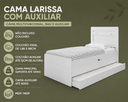 Ver imagem 3 de Cama Solteiro com Baú e Auxiliar Larissa MDF/MDP Branca Resistente