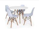 Ver imagem 1 de Conjunto de Mesa de Jantar Redonda 90cm Tampo de Madeira Branco com 4 Cadeiras Branca
