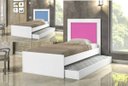 Ver imagem 1 de Cama Bibox Branco Solteiro Luara com Aplique na Cabeceira Rosa ou Azul