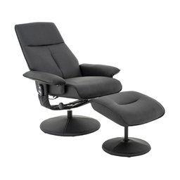 Kit 2 Poltronas de Massagem Reclinável e Giratória Arizona com Apoio de Pés Pu Preto G56 - Gran - 2