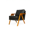 Ver imagem 1 de Poltrona Mona Luxo Madeira Maciça Corino Preto para Sala de Estar Decorativa Moderna