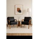 Ver imagem 2 de Poltrona Mona Luxo Madeira Maciça Corino Preto para Sala de Estar Decorativa Moderna