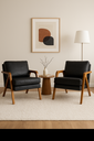 Ver imagem 2 de Poltrona Mona Luxo Madeira Maciça Corino Preto para Sala de Estar Decorativa Moderna