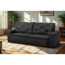 Ver imagem 1 de Sofá Retrátil e Reclinável 3 Lugares com Molas 1,80m Atenas Suede Preto Mirra Decor