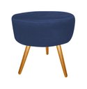 Ver imagem 3 de Kit Poltrona Decorativa Bia + Puff Redondo Suede Azul Marinho Pés Madeira Mz Decor