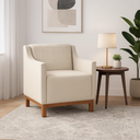 Ver imagem 1 de Poltrona Berlim Linho Design Moderno Conforto Sala:bege
