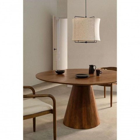 Mesa de Jantar Cone Oval 135x90 Cm Tampo Cinamomo Base Cinamomo