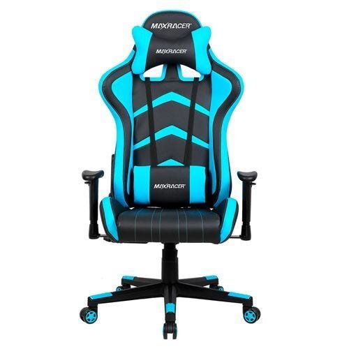 Cadeira Gamer MaxRacer Aggressive Azul Reclina 180 graus - 1