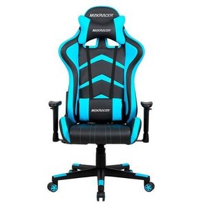 Cadeira Gamer MaxRacer Aggressive Azul Reclina 180 graus