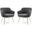 Ver imagem 1 de Kit 02 Poltronas Decorativas Jade Palito Gold Linho Mesclado Branco/cinza - Nexta Casa