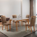 Ver imagem 2 de Mesa de Jantar Liz 120 cm Tampo MDF Vidro Canto Copo com 4 Cadeira Aline