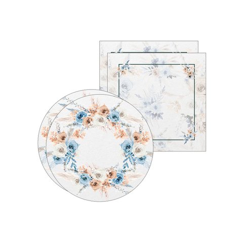 Kit Sousplat + Guardanapo Boho Azul/ambar - 2 Peças - com Base