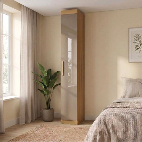 Módulo de Guarda Roupa com 1 Porta 100% MDF Smart Marrom/Cinamomo/Cappucino