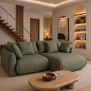 Ver imagem 1 de Sofá Cama Modular Orgânico Retrátil 4 Lugares com Almofadas 240cm Malibu