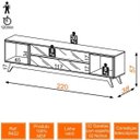 Ver imagem 4 de Rack para TV até 55 Polegadas 2 Gavetas Espelhadas e Nichos 220cm Retrô Dalla Costa