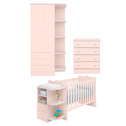 Conjunto Quarto Infantil Completo Chester Rosa Acetinado - 1