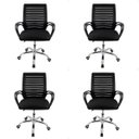 Ver imagem 2 de Kit 4 Cadeiras Escritório Tela Mesh Zebrada Base Cromada 4 Un