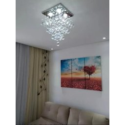 Lustre de Cristal para Sala,quarto com 50cm de Altura Base de Inox Espelhado 30x30cm - 2