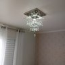 Lustre de Cristal para Sala,quarto com 50cm de Altura Base de Inox Espelhado 30x30cm - 4