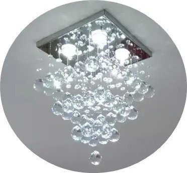 Lustre de Cristal para Sala,quarto com 50cm de Altura Base de Inox Espelhado 30x30cm