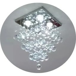 Lustre de Cristal para Sala,quarto com 50cm de Altura Base de Inox Espelhado 30x30cm - 1