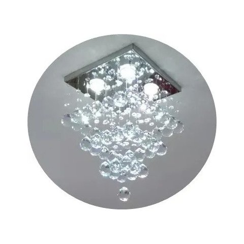 Lustre de Cristal para Sala,quarto com 50cm de Altura Base de Inox Espelhado 30x30cm