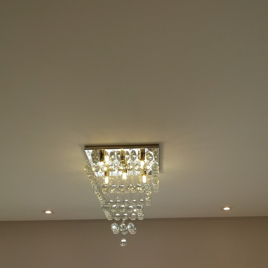 Lustre de Cristal para Sala,quarto com 50cm de Altura Base de Inox Espelhado 30x30cm - 5