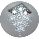 Ver imagem 2 de Lustre de Cristal para Sala , Quarto com 40 Cm de Altura , Base de Inox Espelhado 30x30 Cm