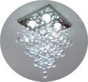 Ver imagem 2 de Lustre de Cristal para Sala , Quarto com 40 Cm de Altura , Base de Inox Espelhado 30x30 Cm