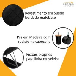 Cama Box Casal com Baú Sonnoforte Luxo Suede Preto com Pistão - 138x188 - 4