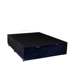 Cama Box Casal com Baú Sonnoforte Luxo Suede Preto com Pistão - 138x188 - 2